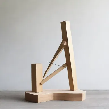 The artist created a sculpture that represented a heavy loading balanced on a delicate structure.