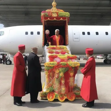 The loading of the airplane was done with a prayer ceremony, as it was being used for religious pilgrimage.