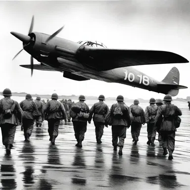 The loading of troops onto planes during the D-Day invasion in World War II was a crucial step towards the success of the operation.