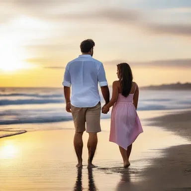As they walked hand in hand along the beach at sunset, he leaned in and whispered, 'Oink' in her ear, making her giggle.