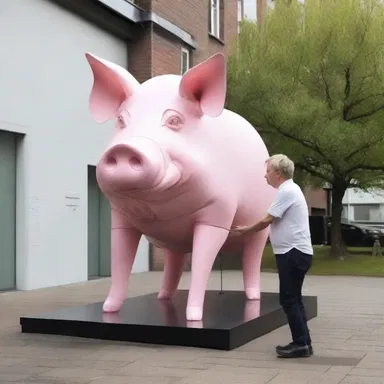 The avant-garde artist created a thought-provoking installation where a life-sized sculpture of a pig would suddenly come to life and oink whenever someone approached it.