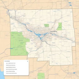 Generate an image of a detailed roadtrip map for the state of Missouri, highlighting the main highways, popular tourist spots, and rest areas