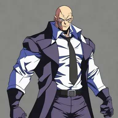 In the popular anime series, the enforcer character is always the loyal henchman of the main antagonist, carrying out their dark and unpleasant deeds.