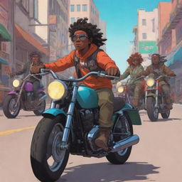 Animated series featuring young bandits riding motorcycles in dynamic, colorful style