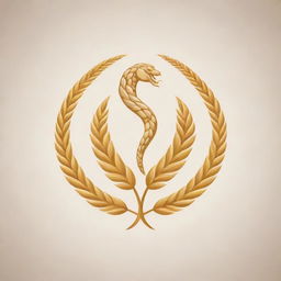 Design a unique and stylish logo with a wheat stalk intertwined with a snake. Ensure the snake and wheat are clearly distinguishable and raise a subtle feeling of mystique and liveliness.