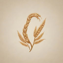 Design a unique and stylish logo with a wheat stalk intertwined with a snake. Ensure the snake and wheat are clearly distinguishable and raise a subtle feeling of mystique and liveliness.