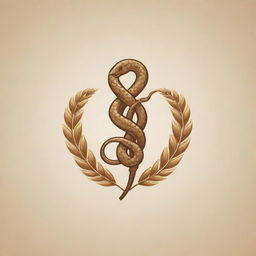 Design a unique and stylish logo with a wheat stalk intertwined with a snake. Ensure the snake and wheat are clearly distinguishable and raise a subtle feeling of mystique and liveliness.