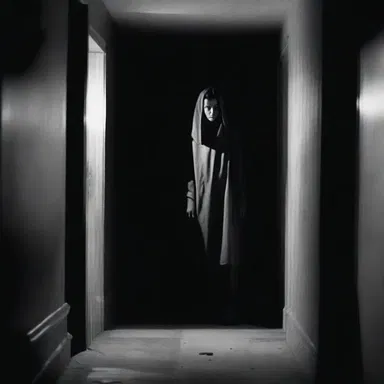The interplay of light and shadow in the horror film added to the suspense and eerie atmosphere.