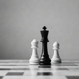 A minimalistic and modern, black and white palette image of a chess knight figure