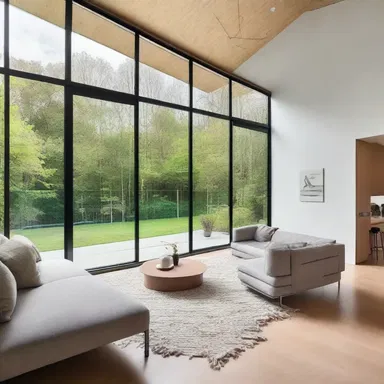 The modern house design incorporated glass walls that allowed for natural light soakage, creating a bright and airy atmosphere.