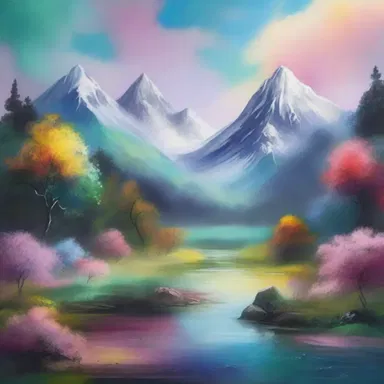 The artist experimented with different painting techniques to depict the beauties of nature, including the soakage of colors for a more immersive effect.