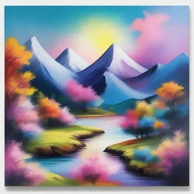 The artist experimented with different painting techniques to depict the beauties of nature, including the soakage of colors for a more immersive effect.