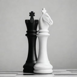 A minimalistic and modern, black and white palette image of a chess knight figure