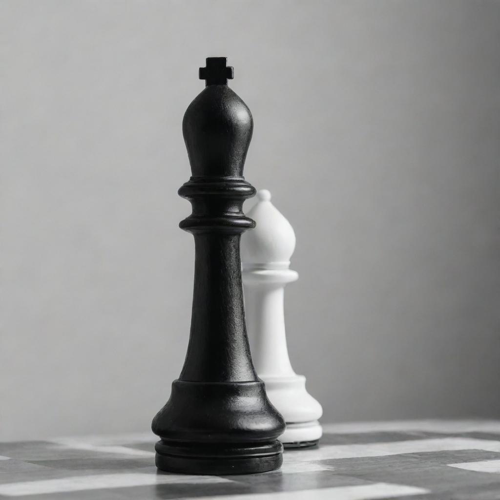 A minimalistic and modern, black and white palette image of a chess knight figure