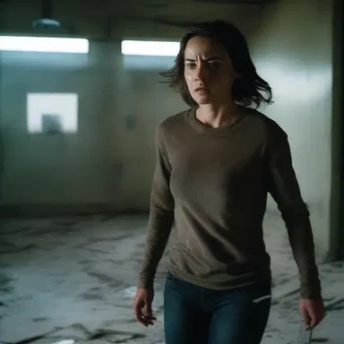 The protagonist in the film winces in smarting pain as she walks on a broken glass.