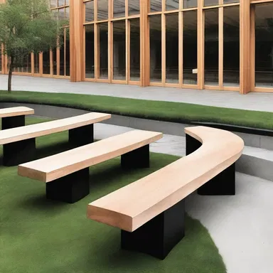 The architect decided to design an extemporaneous outdoor seating area that complemented the existing building, without any prior planning or sketches.
