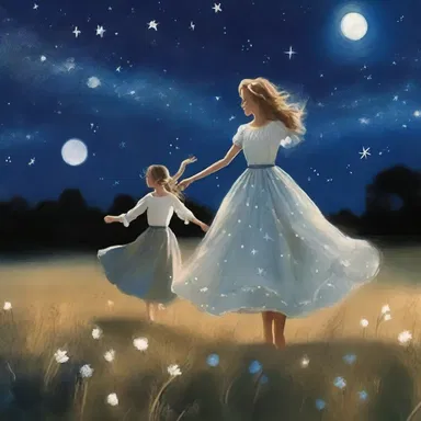 In the quaint countryside, under the starry night sky, they danced to the sound of soft music, their dress swirling gently like cotton gin.