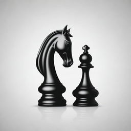 Create a black and white 2D logo featuring a horse chess piece.