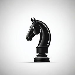 Create a black and white 2D logo featuring a horse chess piece.