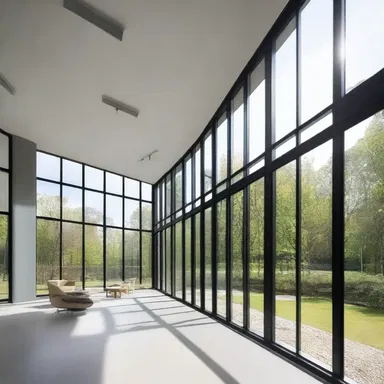 The modern design of the building incorporated large windows to allow for a luff of fresh air and natural light.