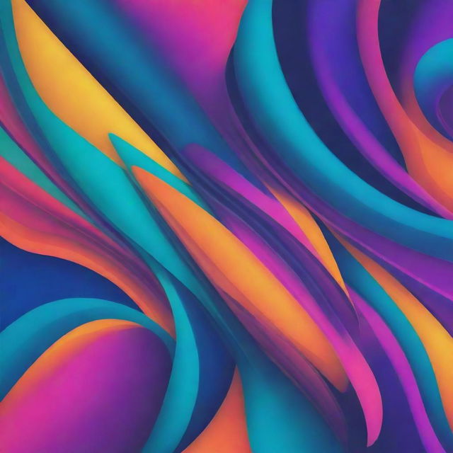 Abstract digital art containing vibrant colors, dynamic shapes, fluid lines and embodying a futuristic aesthetic.