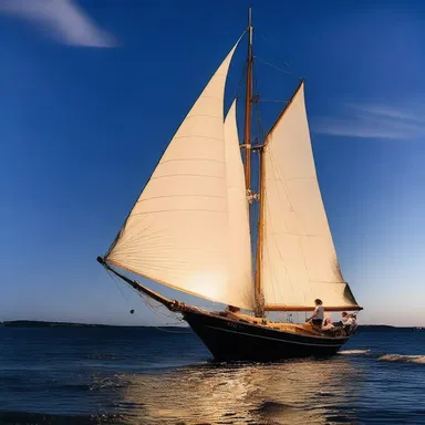 Under the moonlit sky, the couple shared a tender moment as they leaned against the luff of the sail, feeling the gentle breeze against their faces.