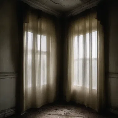 In the haunted house, the curtains luff eerily, even with no wind blowing.