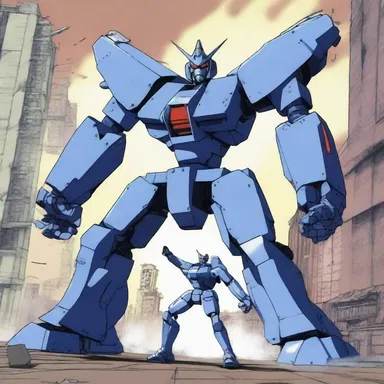 In the intense anime battle scene, the giant robot can yaw swiftly to evade enemy attacks.