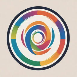 An abstract, circular logo for a student organization, filled with creative energy and youthfulness, symbolizing unity and aspiration.