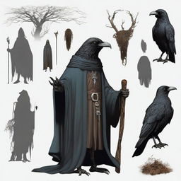 Generate an image of a dead crow wizard from a Dungeons and Dragons game