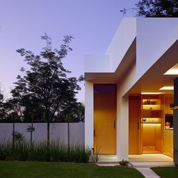 A simple yet elegant architectural design of a budget-friendly home with minimalist style and efficient use of space.