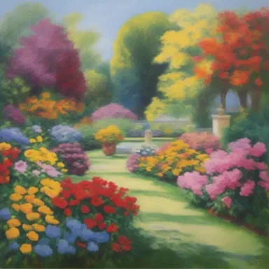 The artist created a captivating painting depicting a garden where the colors were attempered to evoke a sense of tranquility and warmth.