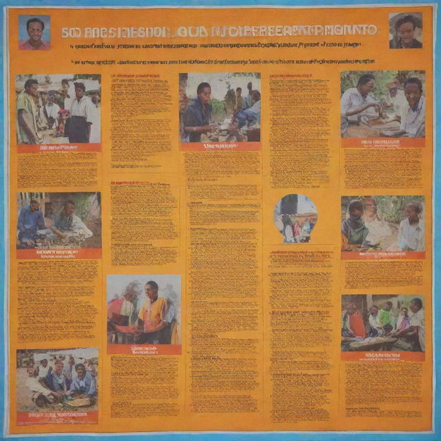 A vibrant poster showing various job opportunities available for youths in Ethiopia, including agriculture, technology, and crafts