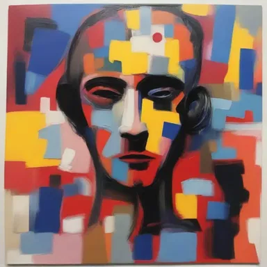 The artist depicted the mental strain of a person through their abstract painting.