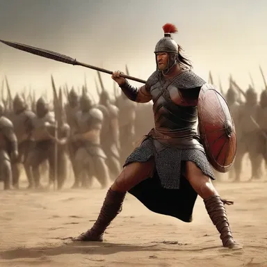 In the movie, the warrior bravely brandished his spear during the epic battle scene.