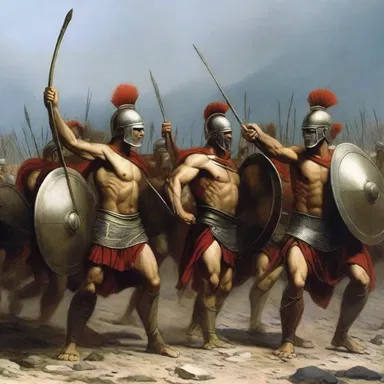 During the battle of Thermopylae, the Spartan soldiers fought valiantly with their spears in hand.