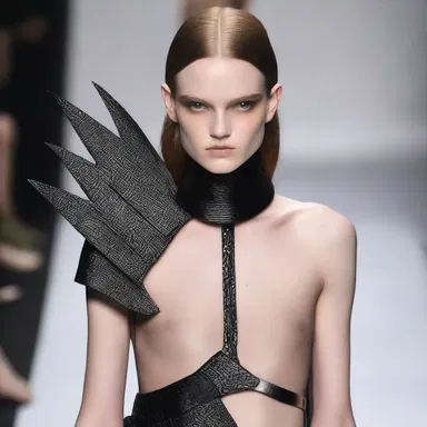 The fashion designer incorporated a spear-like accessory into her latest collection, creating a unique and edgy look.