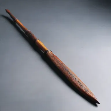 The talented artist skillfully sculpted a lifelike replica of a spear, showcasing its beauty and functionality in her artwork.