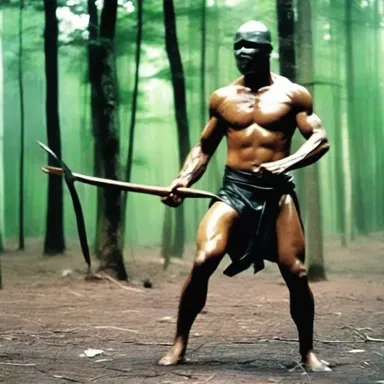 In the terrifying movie, the killer used a spear to pierce his victims.