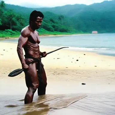 In the terrifying movie, the killer used a spear to pierce his victims.