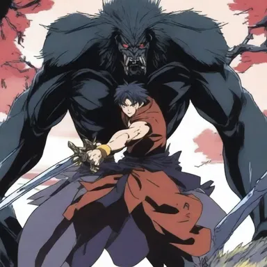 The brave warrior swiftly speared the monster with his weapon in the anime series.