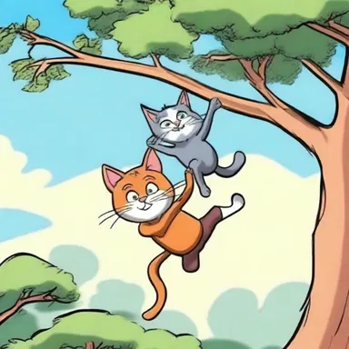 In the cartoon, the hero speared up to reach the high branch and rescue the cat.