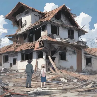 The tragic anime depicted the devastating aftermath of a natural disaster, showing the unrecoverable loss of homes and loved ones.