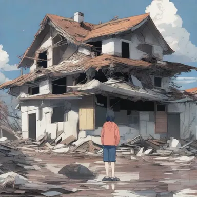 The tragic anime depicted the devastating aftermath of a natural disaster, showing the unrecoverable loss of homes and loved ones.