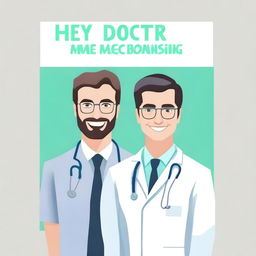 Create a picture of a handsome doctor with a title 'Hey Doctor'.