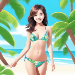 Generate an image of a cute girl wearing a bikini