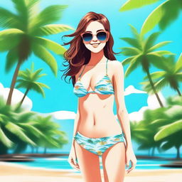 Generate an image of a cute girl wearing a bikini