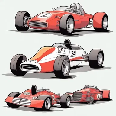 In the cartoon, the racing car's cockpit was exaggeratedly small, causing the driver to comically struggle to fit inside.