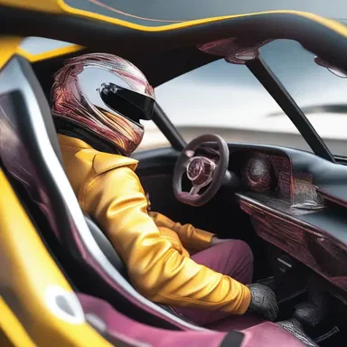 Within the fantasy realm, the cockpit of the racing car possessed magical abilities, allowing the driver to control the vehicle with their mind.