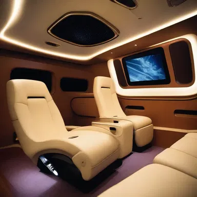 The modern and sleek design of the house included a unique feature: a small cockpit equipped with seating and a projector, perfect for a private home theater experience.
